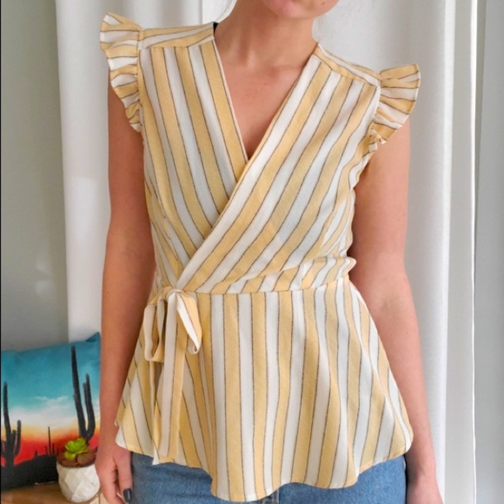 Monteau Striped Wrap Top